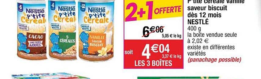 p'tite céréale vanille saveur biscuit dès 12 mois nestlé