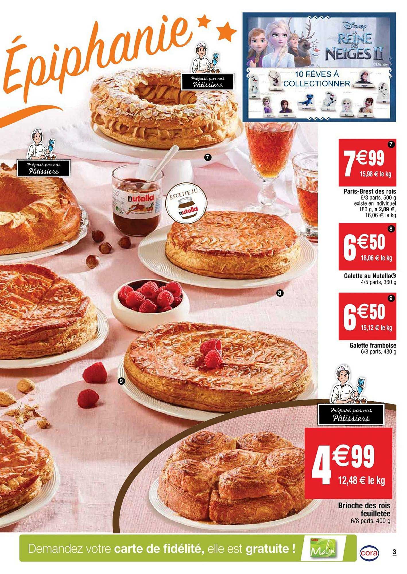 paris-brest des rois, galette au nutella, galette framboise, brioche des rois feuilletée