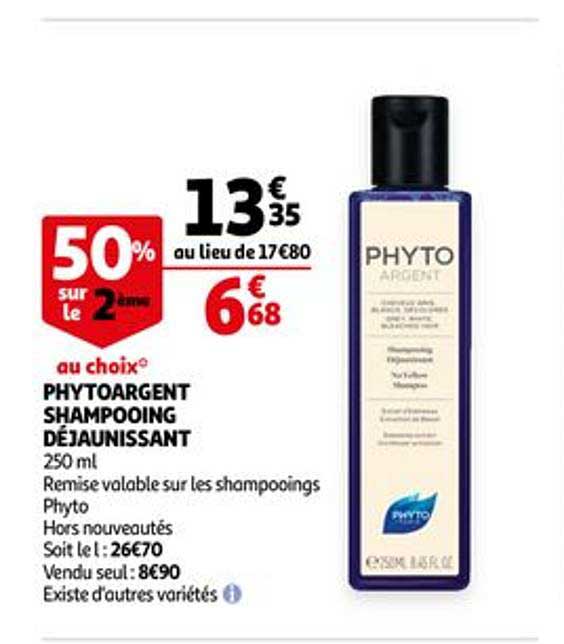 phytoargent shampooing déjaunissant 50% sur le 2ème au choix