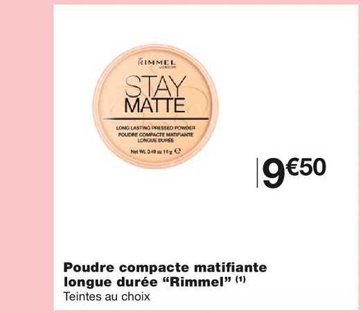 poudre compacte matifiante longue durée "rimmel"