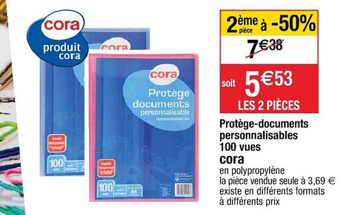 Protège-documents Personnalisables 100 Vues Cora