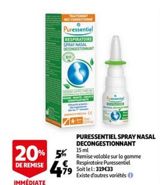 puressentiel spray nasal decongestionnant 20% de remise immédiate