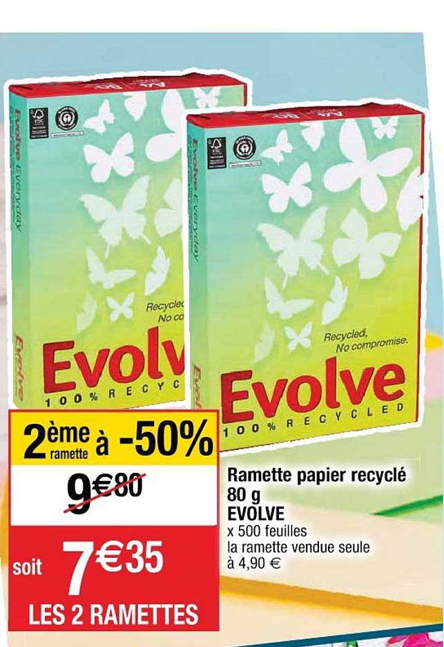 ramette papier recyclé 80 g evolve