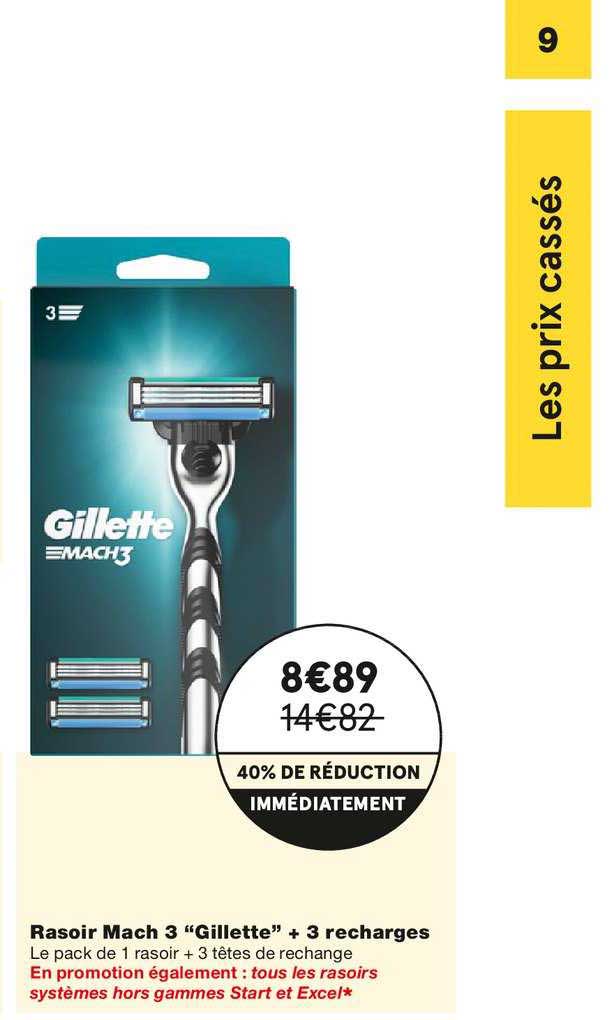 rasoir mach 3 "gillette" + 3 recharges
