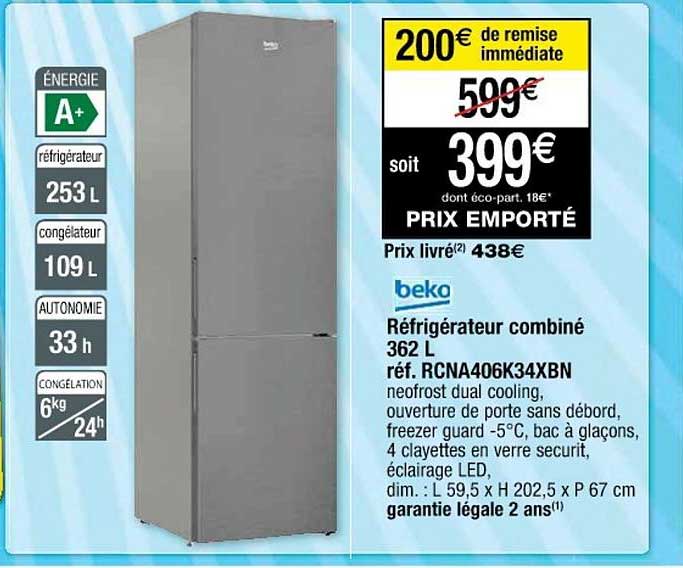 Réfrigérateur Combiné 362 L Beko