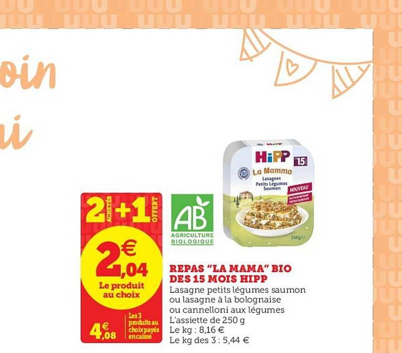 Repas "la Mama" Bio Dès 15 Mois Hipp