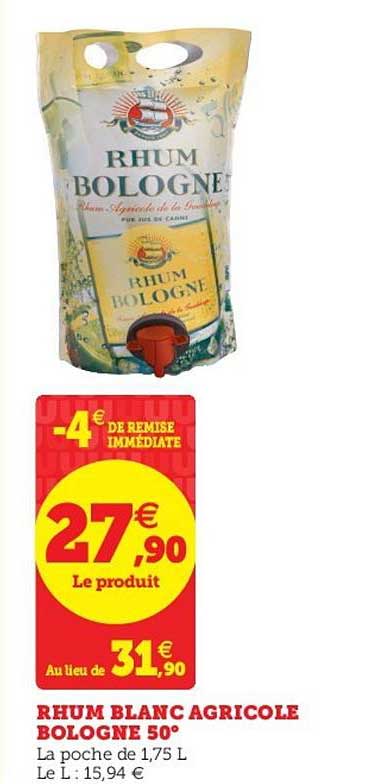 Rhum Blanc Agricole Bologne 50°
