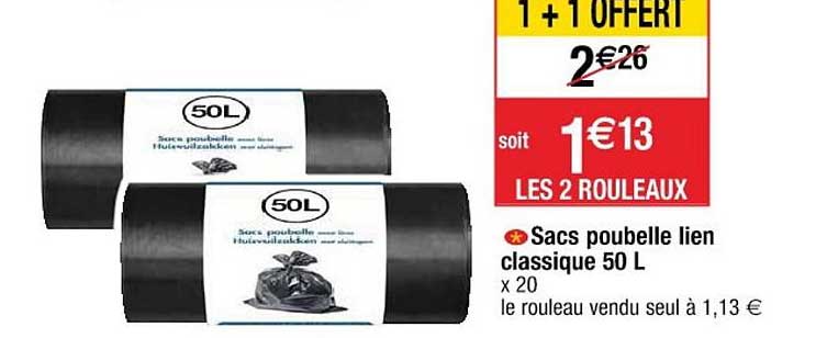 sacs poubelle lien classique 50 l