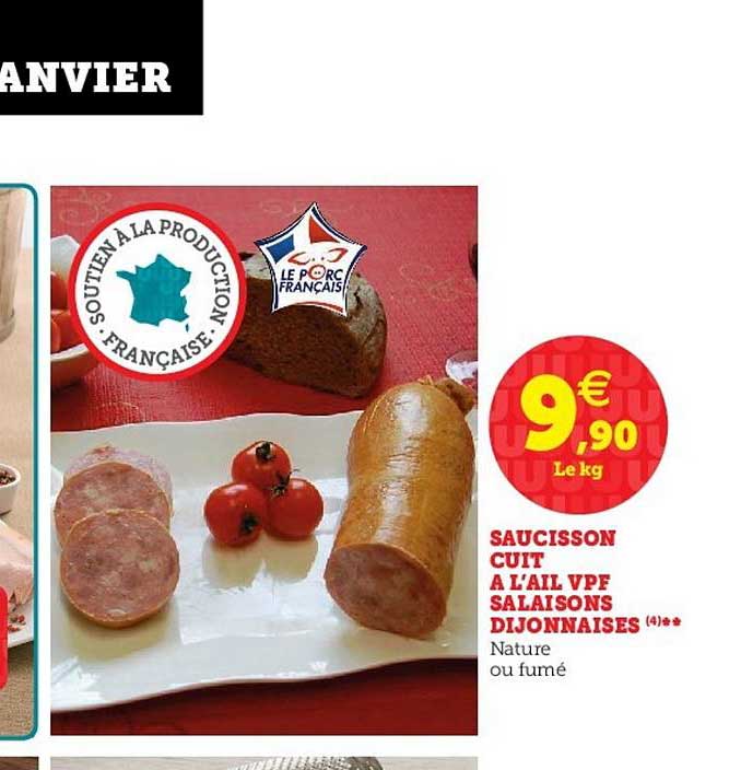 Saucisson Cuit à L'ail Vpf Salaisons Dijonnaises