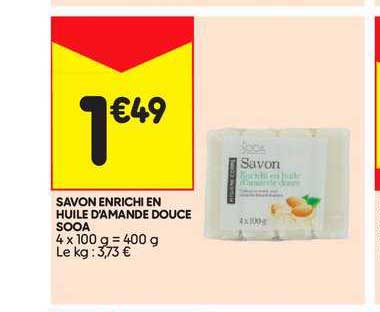 savon enrichi en huile d'amande douce sooa