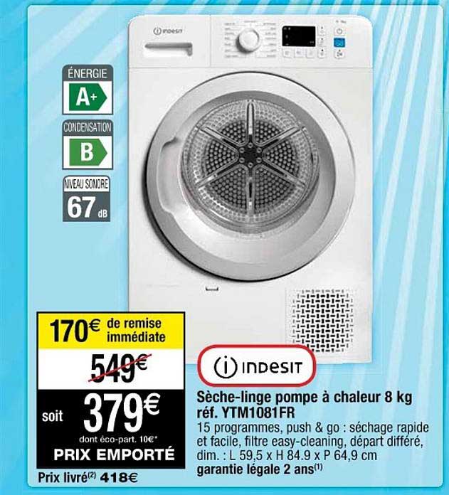 Sèche-linge Pompe à Chaleur 8kg Indesit