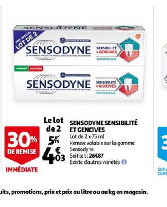sensodyne sensibilité et gencives 30% de remise immédiate