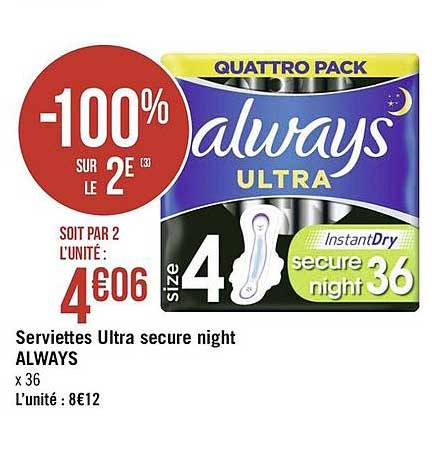 serviettes ultra secure night always