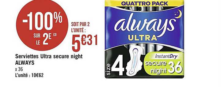 serviettes ultra secure night always