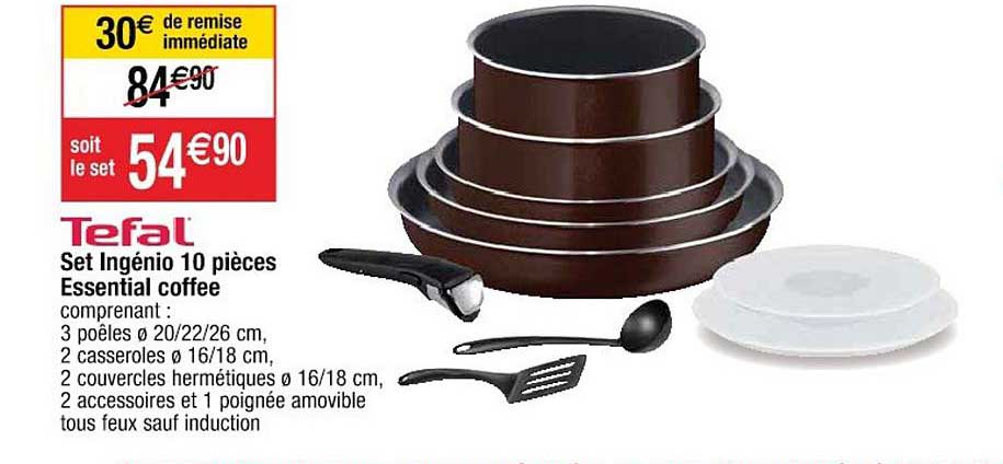 set ingénio 10 pièces essential coffee tefal