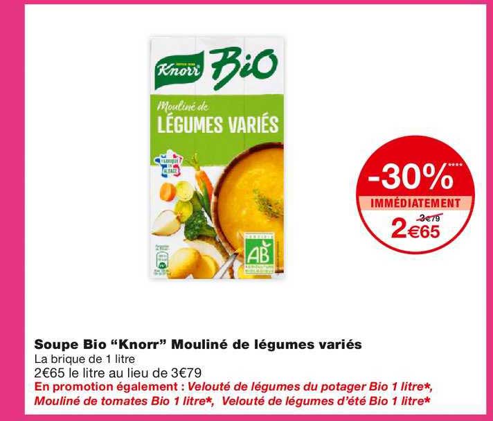 soupe bio "knorr" mouliné de légumes variés