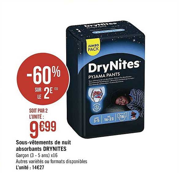 sous-vêtements de nuit absorbants drynites