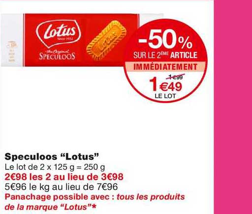 speculoos "lotus" -50% sur le 2ème article immédiatement
