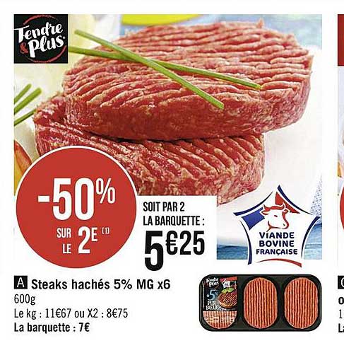 Steaks Hachés 5% Mg X6 Tendre&plus