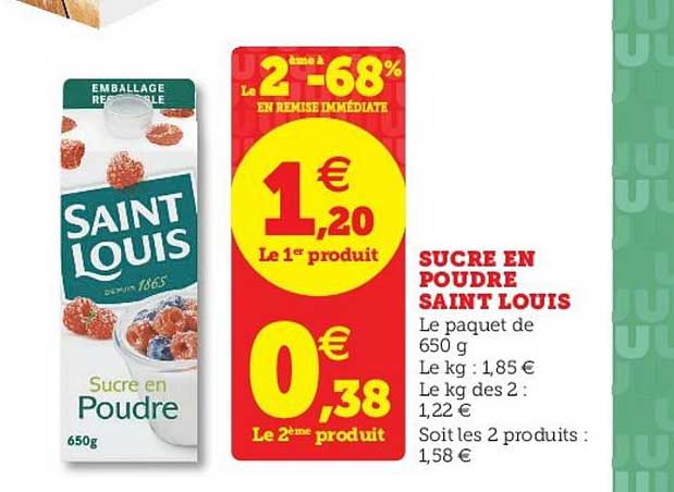 Sucre En Poudre Saint Louis Le 2ème à -68% En Remise Immédiate