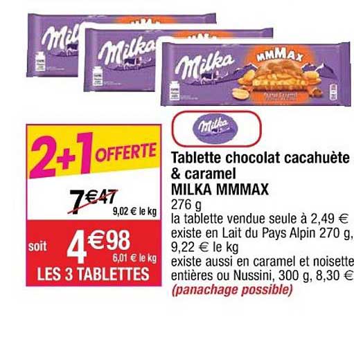 Tablette Chocolat Cacahuète & Caramel Milka Mmmax