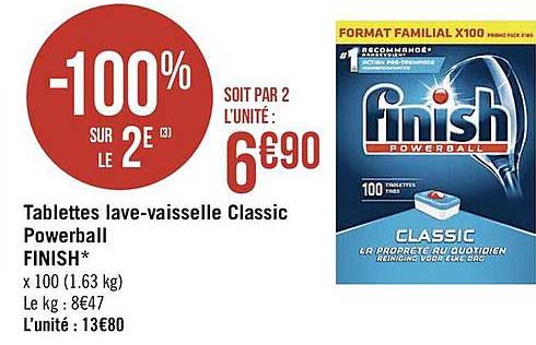 tablettes lave-vaisselle classic powerball finish