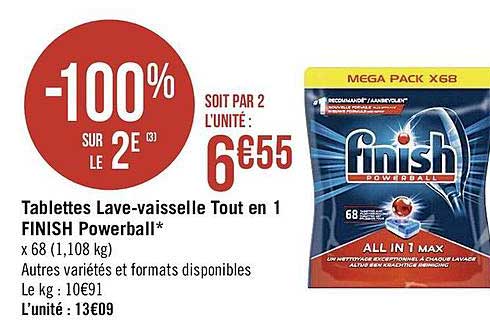 tablettes lave-vaisselle tout en 1 finish powerball