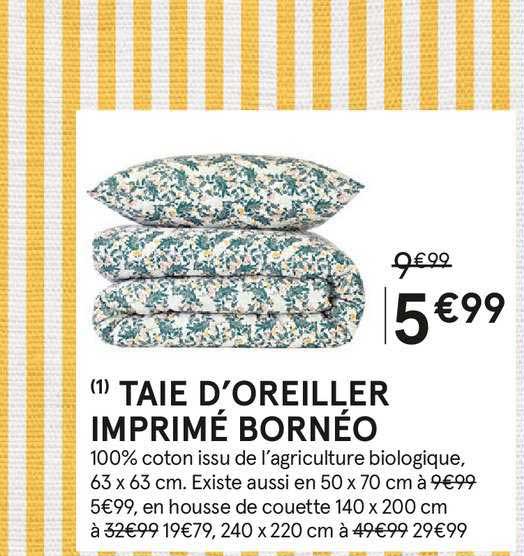 taie d'oreiller imprimé bornéo