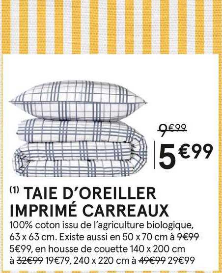 taie d'oreiller imprimé carreaux