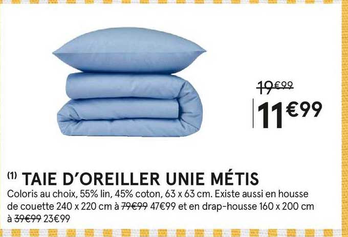 taie d'oreiller unie métis