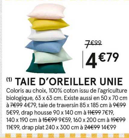 taie d'oreiller unie