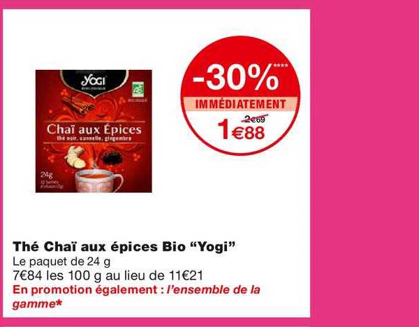 thé chaï aux épices bio "yogi"