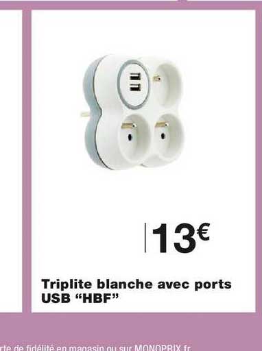 Triplite Blanche Avec Ports Usb "hbf"