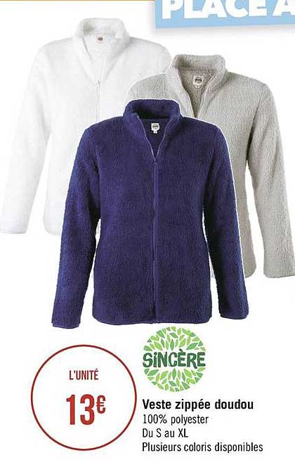 veste zippée doudou sincère