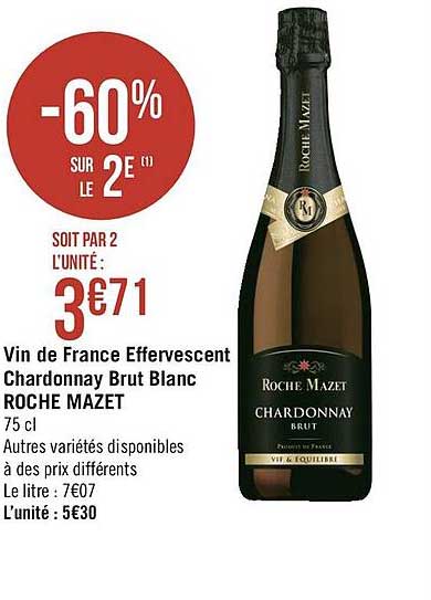 vin de france effervescent chardonnay brut blanc roche mazet