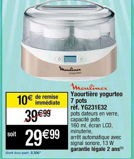 yaourtière yogurteo 7 pots moulinex