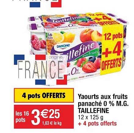 yaourts au fruits panaché 0% m.g. taillefine