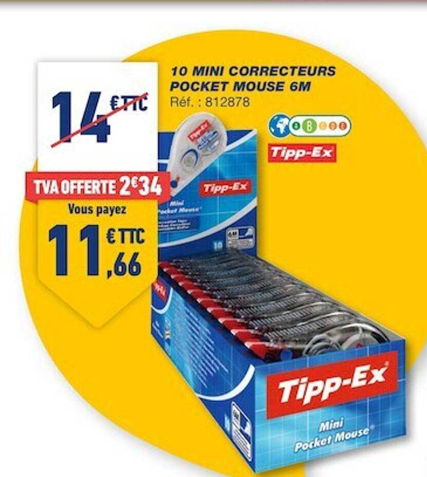 10 mini correcteurs pocket mouse 6m tipp-ex