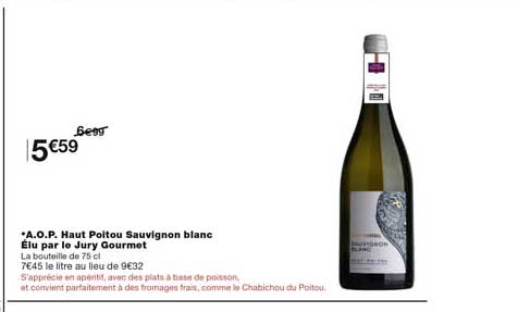 a.o.p. haut poitou sauvignon blanc élu par le jury gourmet
