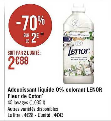adoucissant liquide 0% colorant lenor fleur de coton