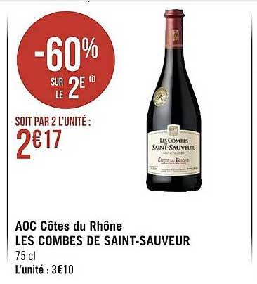 aoc côtes du rhône les combes de saint-sauveur -60% sur le 2e