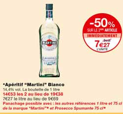 apéritif "martini" blanco -50% sur le 2eme article immédiatement