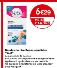 bandes de cires peaux sensibles "veet"