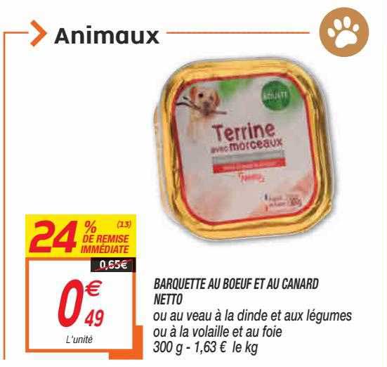 Barquette Au Bœuf Et Au Canard Netto