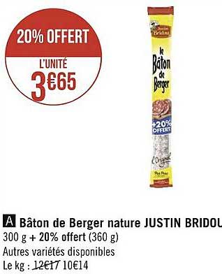 bâton de berger nature justin bridou