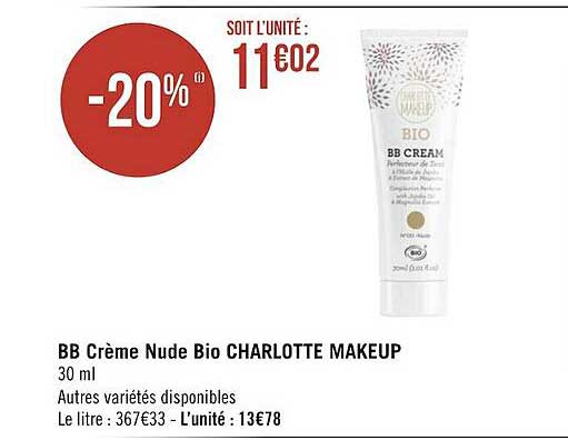 bb crème nude bio charlotte makeup