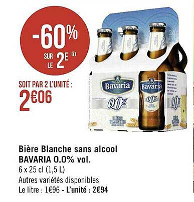 bière blanche sans alcohol bavaria 0.0% vol. -60% sur le 2e