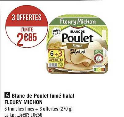 blanc de poulet fumé halal fleury michon