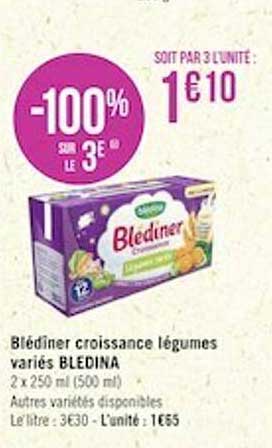 blédiner croissance légumes variés bledina -100% sur le 3e