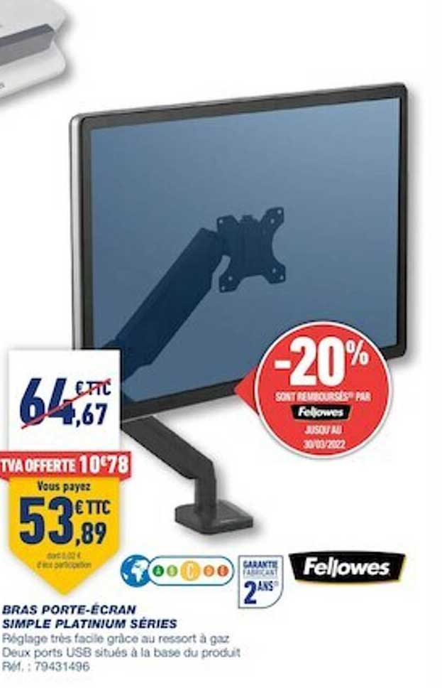 bras porte-écran simple platinium séries